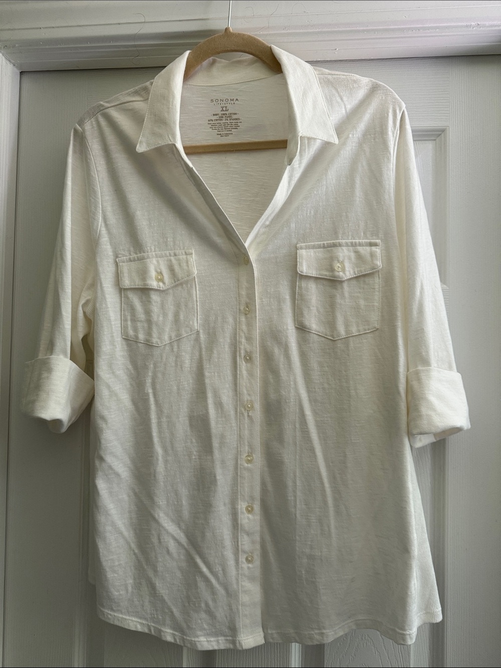 Sonoma Essentials White Button-Up Shirt 100% Cottin New without tags Size XL